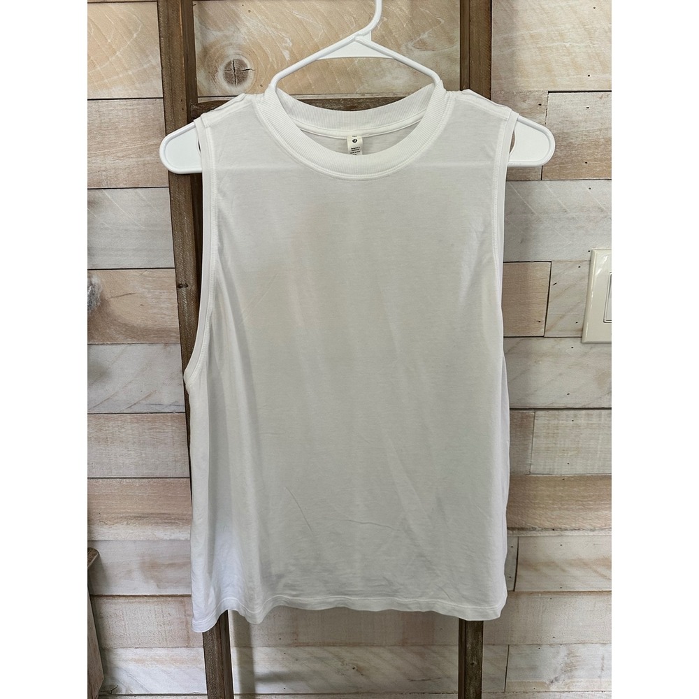 Lululemon Love Tank Top White Pima Cotton Blend Sleeveless Crew Neck Size 4